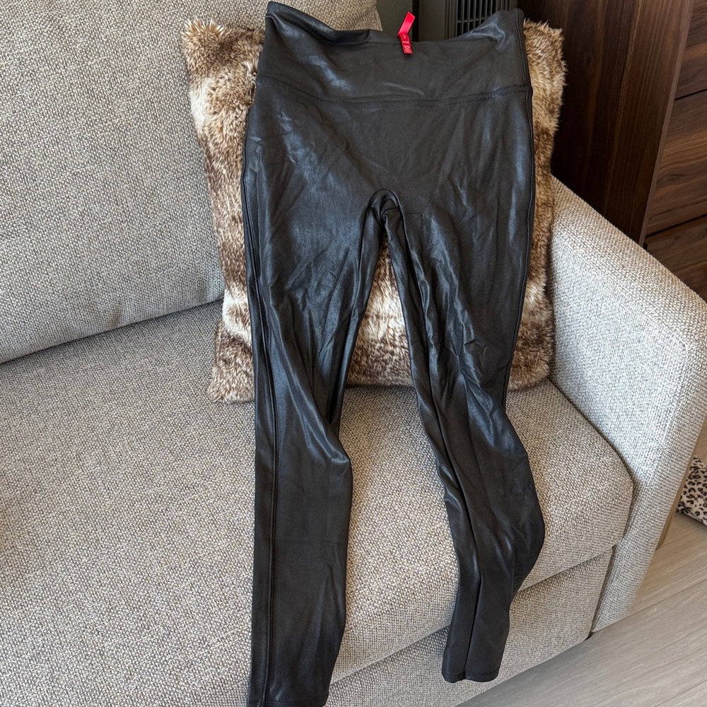 SPANX Black Faux Leather Leggings
